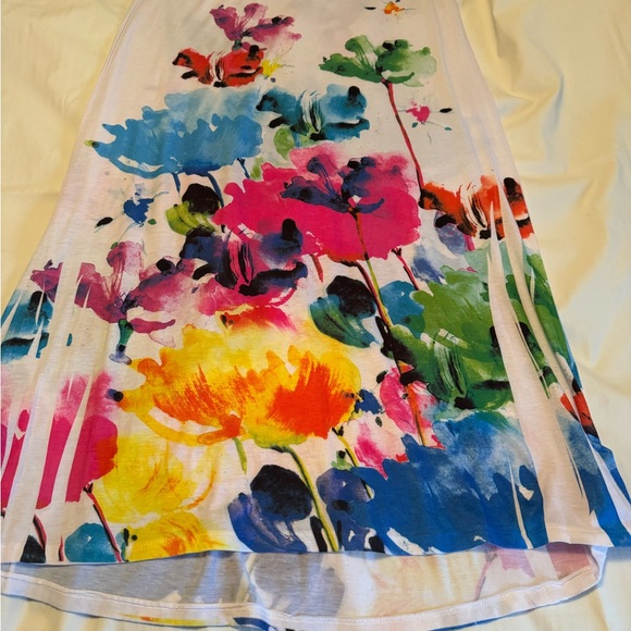 Poliana Plus White Floral Maxi Skirt with Multicolor Watercolor flower 3XL - Picture 3 of 7